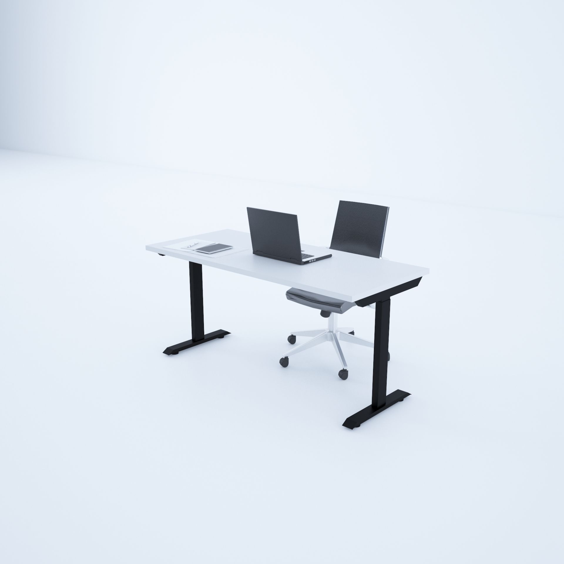 ToHi Desk - Yükseklik Ayarlı Masa 180x80 - Beyaz+Siyah