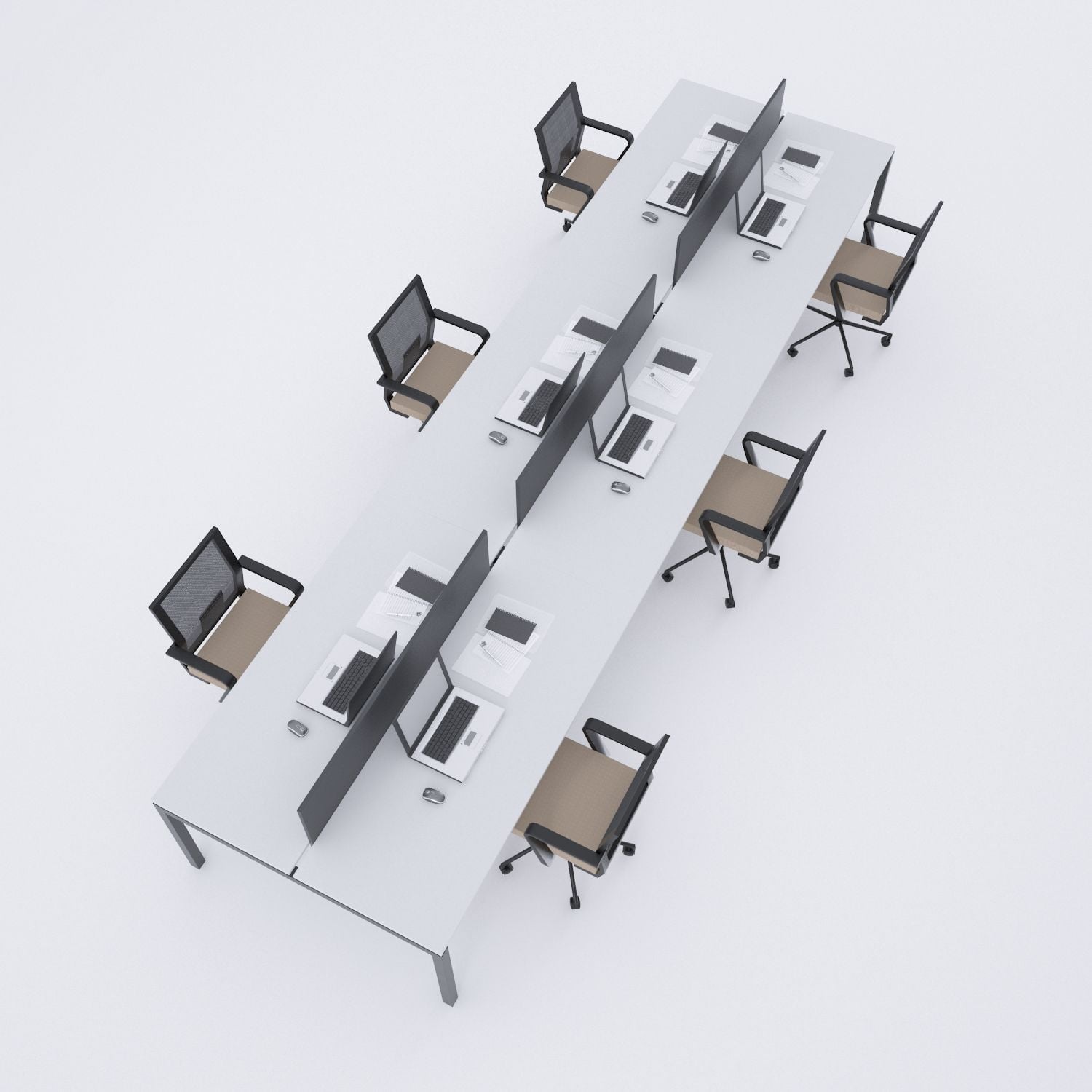 Cube 40 Altılı Çalışma Masası 300x140 - Beyaz