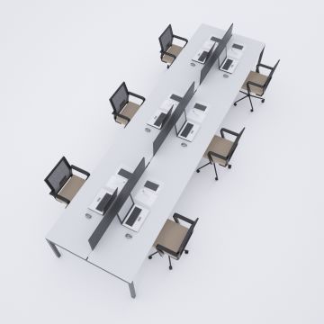 Cube 40 Altılı Çalışma Masası 300x140 - Beyaz