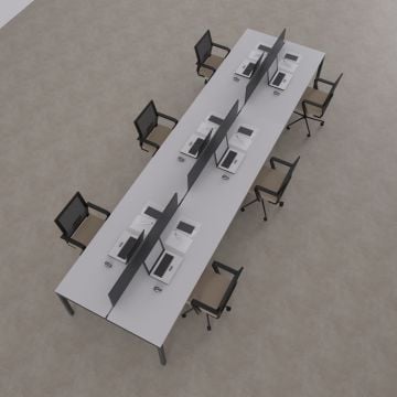 Cube 40 Altılı Çalışma Masası 300x140 - Beyaz