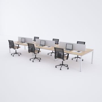 Cube 40 Altılı Çalışma Masası 300x140 - Meşe