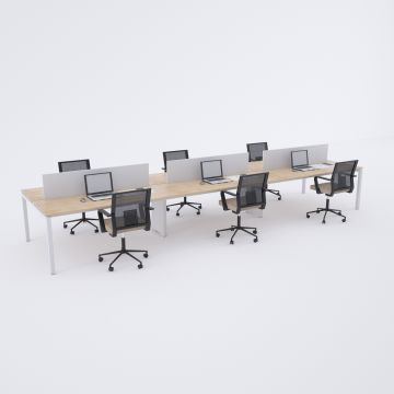 Cube 40 Altılı Çalışma Masası 300x140 - Meşe