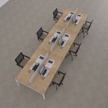 Cube 40 Altılı Çalışma Masası 300x140 - Meşe