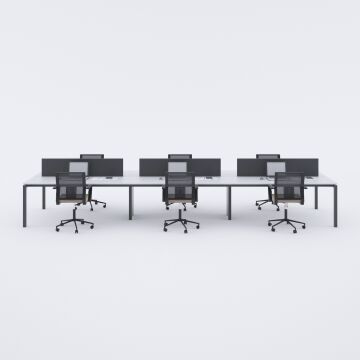 Cube 40 Altılı Çalışma Masası 360x140 - Beyaz