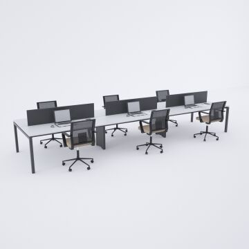 Cube 40 Altılı Çalışma Masası 360x140 - Beyaz