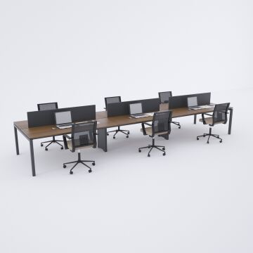 Cube 40 Altılı Çalışma Masası 360x140 - Ceviz