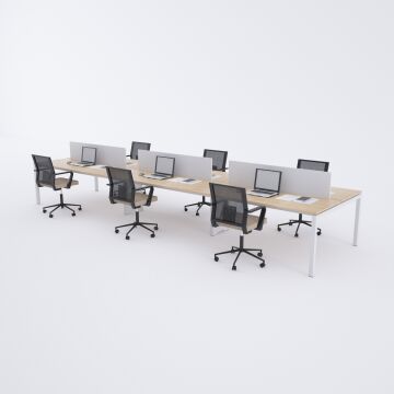 Cube 40 Altılı Çalışma Masası 360x140 - Meşe