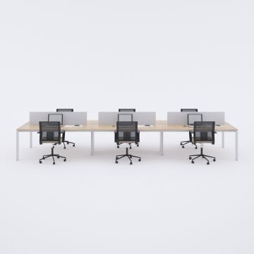 Cube 40 Altılı Çalışma Masası 360x140 - Meşe