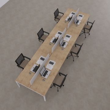 Cube 40 Altılı Çalışma Masası 360x140 - Meşe