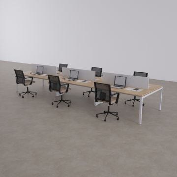 Cube 40 Altılı Çalışma Masası 360x140 - Meşe