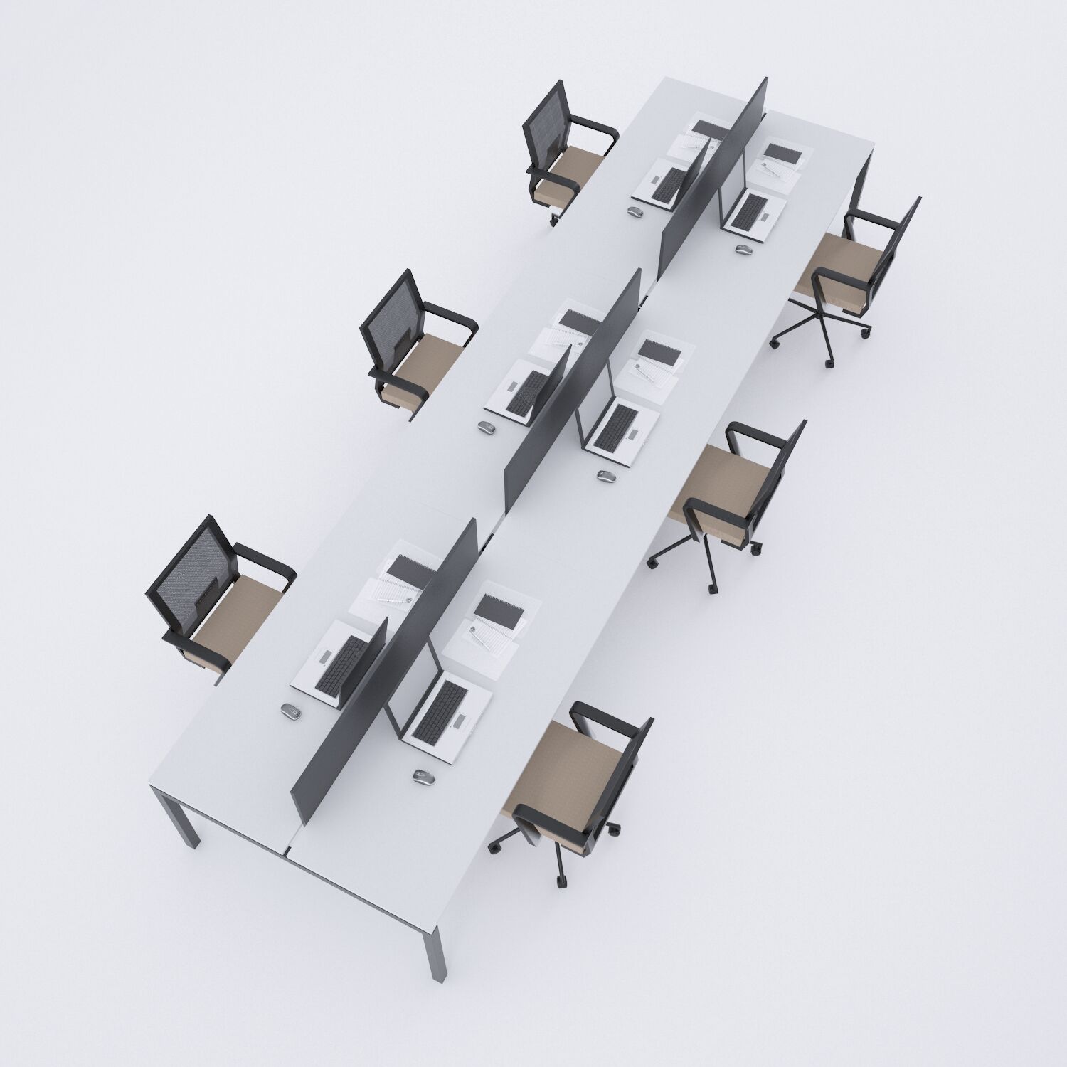 Cube 40 Altılı Çalışma Masası 420x160 - Beyaz