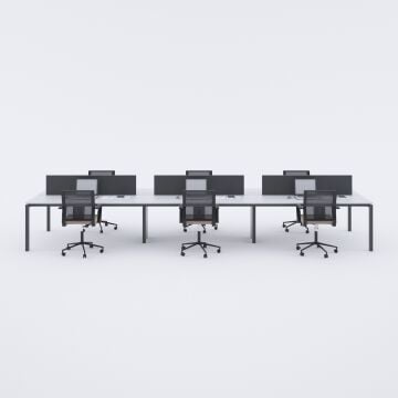 Cube 40 Altılı Çalışma Masası 420x160 - Beyaz