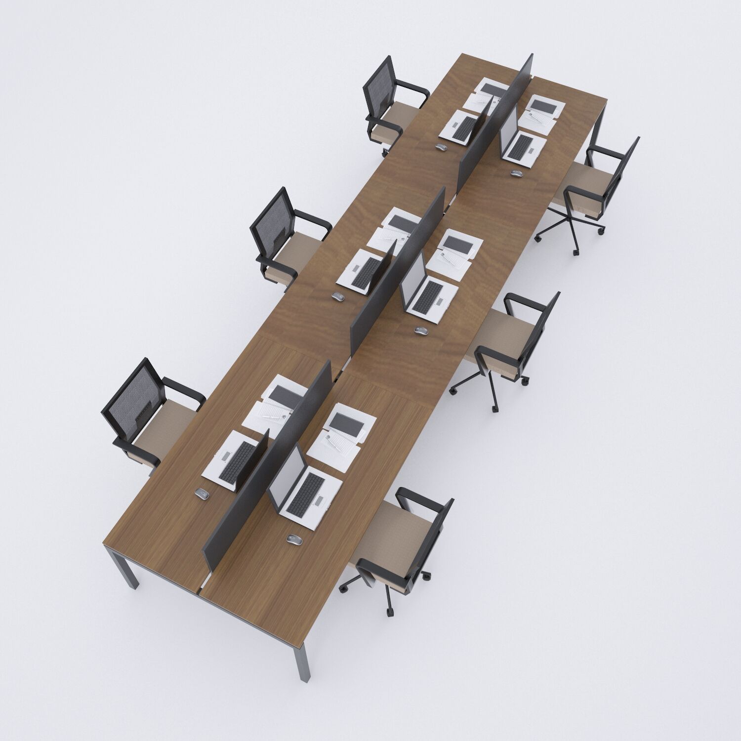 Cube 40 Altılı Çalışma Masası 420x160 - Ceviz