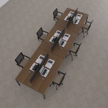 Cube 40 Altılı Çalışma Masası 420x160 - Ceviz