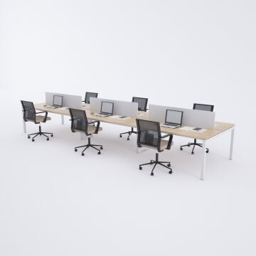 Cube 40 Altılı Çalışma Masası 420x160 - Meşe