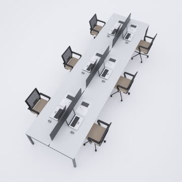 Cube 40 Altılı Çalışma Masası 480x140 - Beyaz