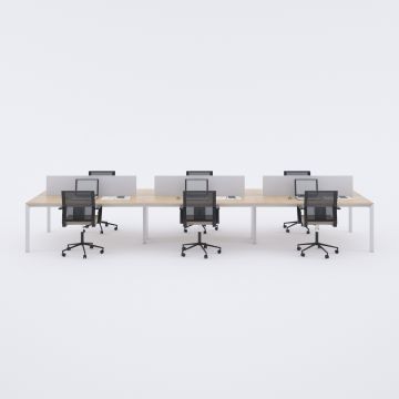 Cube 40 Altılı Çalışma Masası 480x140 - Meşe