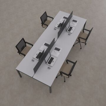 Cube 40 Dörtlü Çalışma Masası 200x140 - Beyaz