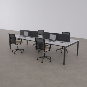 Cube 40 Dörtlü Çalışma Masası 200x140 - Beyaz