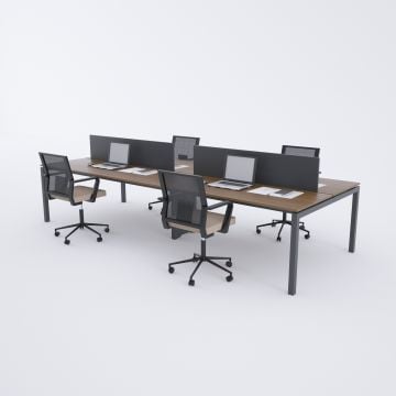 Cube 40 Dörtlü Çalışma Masası 200x140 - Ceviz