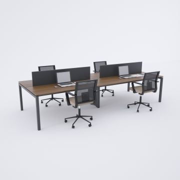 Cube 40 Dörtlü Çalışma Masası 200x140 - Ceviz