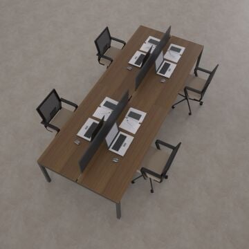 Cube 40 Dörtlü Çalışma Masası 200x140 - Ceviz