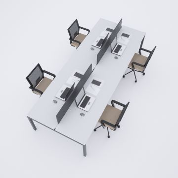 Cube 40 Dörtlü Çalışma Masası 240x140 - Beyaz