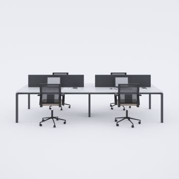 Cube 40 Dörtlü Çalışma Masası 240x140 - Beyaz