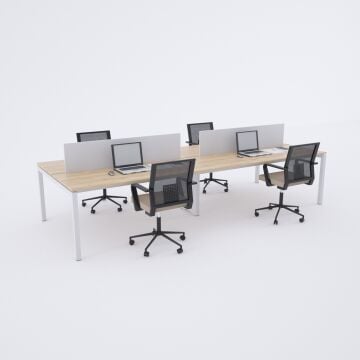 Cube 40 Dörtlü Çalışma Masası 240x140 - Meşe