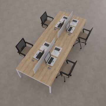 Cube 40 Dörtlü Çalışma Masası 240x140 - Meşe
