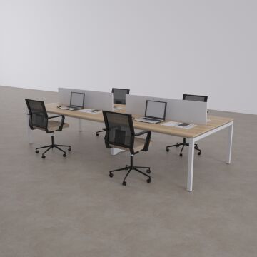 Cube 40 Dörtlü Çalışma Masası 240x140 - Meşe