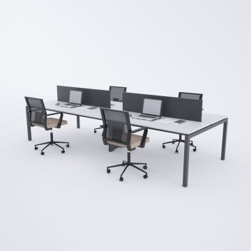 Cube 40 Dörtlü Çalışma Masası 280x140 - Beyaz