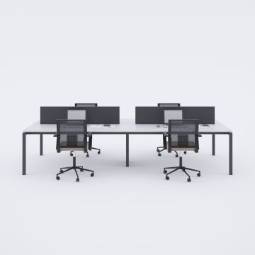 Cube 40 Dörtlü Çalışma Masası 280x140 - Beyaz