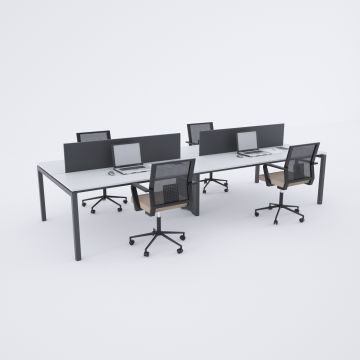 Cube 40 Dörtlü Çalışma Masası 280x140 - Beyaz