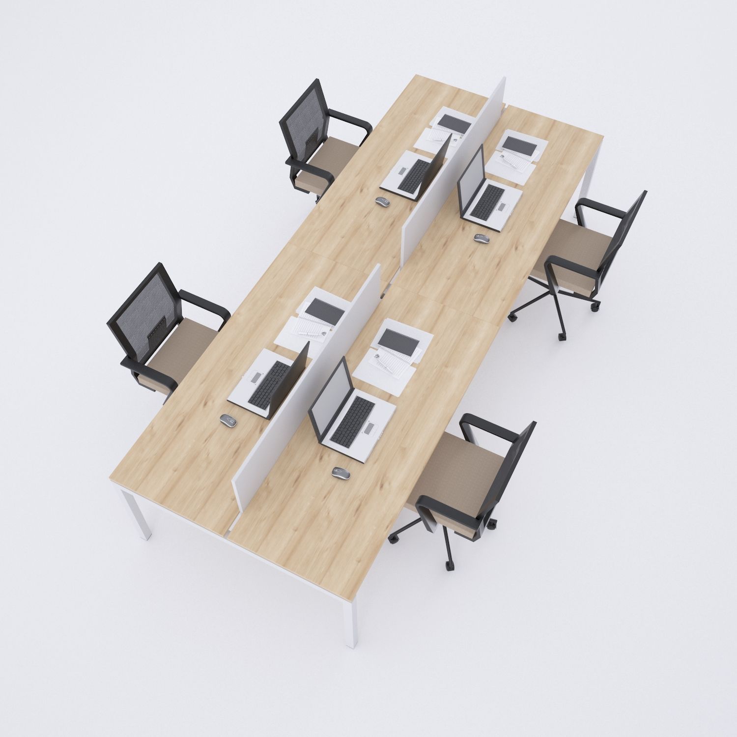 Cube 40 Dörtlü Çalışma Masası 280x140 - Meşe