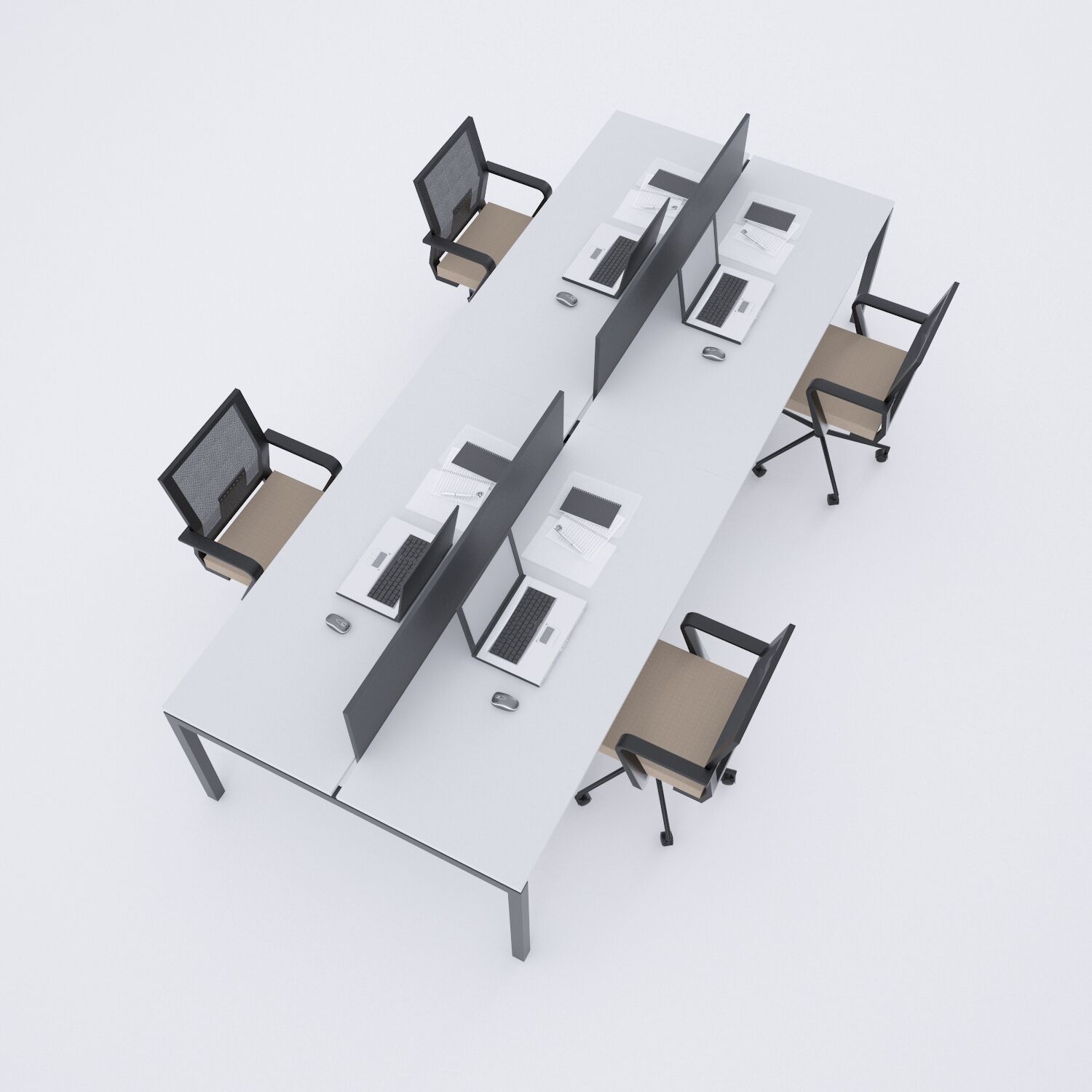 Cube 40 Dörtlü Çalışma Masası 320x140 - Beyaz