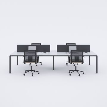 Cube 40 Dörtlü Çalışma Masası 320x140 - Beyaz