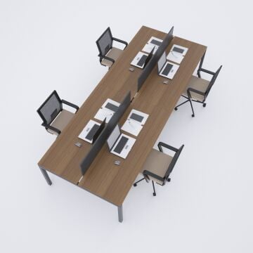 Cube 40 Dörtlü Çalışma Masası 320x140 - Ceviz