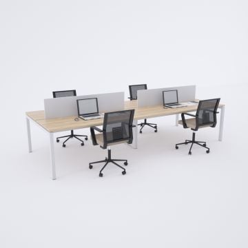 Cube 40 Dörtlü Çalışma Masası 320x140 - Meşe