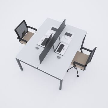 Cube 40 İkili Çalışma Masası 120x140 - Beyaz