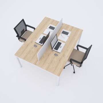 Cube 40 İkili Çalışma Masası 140x140 - Meşe