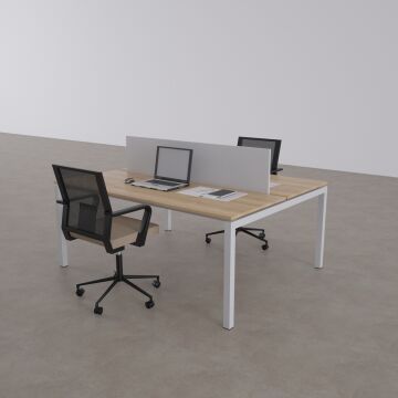 Cube 40 İkili Çalışma Masası 140x140 - Meşe