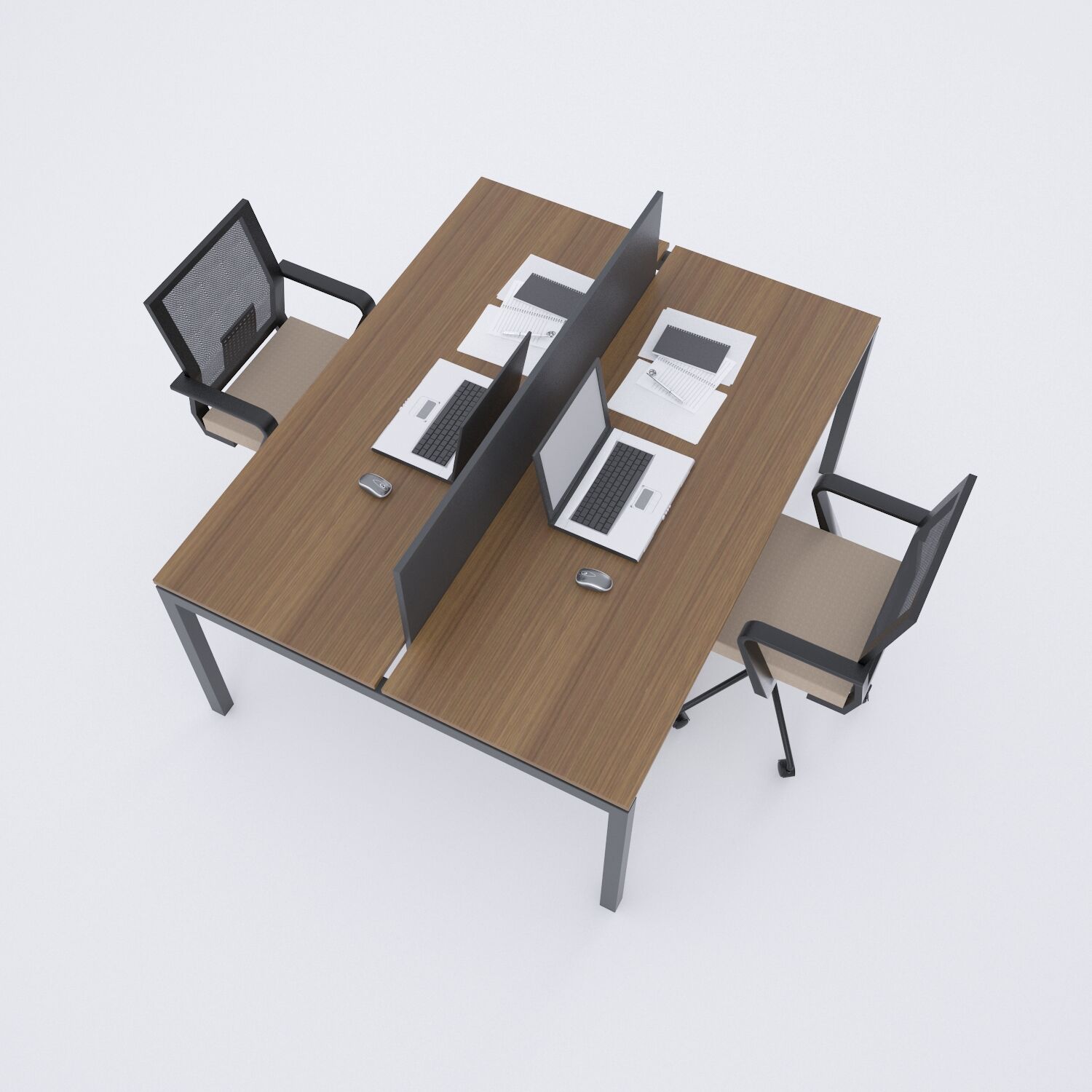 Cube 40 İkili Çalışma Masası 180x140 - Ceviz