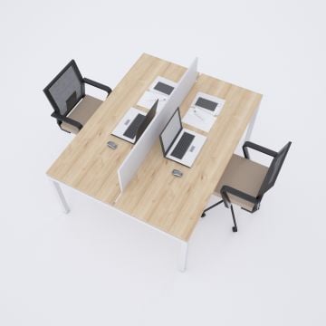 Cube 40 İkili Çalışma Masası 200x140 - Meşe