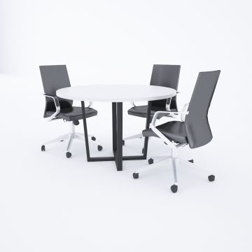 Aleos Daire Toplantı Masası Beyaz - 120R