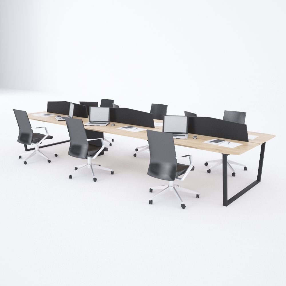 Aleos Altılı Çalışma Masası Meşe - 360x140