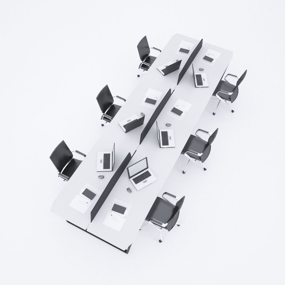 Aleos Altılı Çalışma Masası Beyaz - 420x140