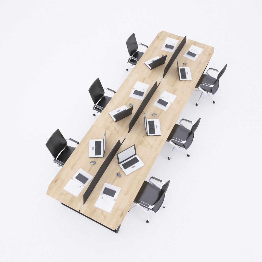 Aleos Altılı Çalışma Masası Meşe - 420x140