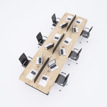 Aleos Altılı Çalışma Masası Meşe - 420x140