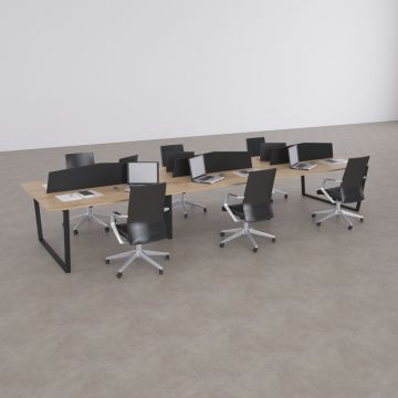 Aleos Altılı Çalışma Masası Meşe - 420x140